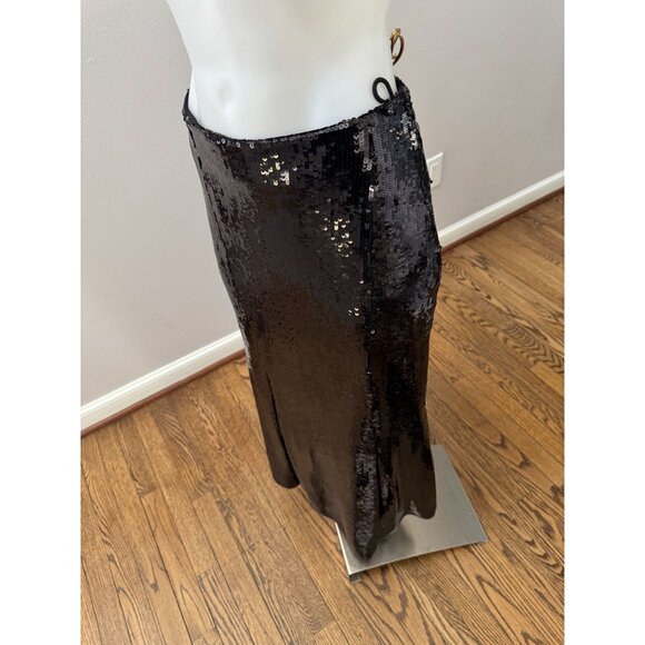 KHAITE Levine Sequin High Waisted Midi Skirt Black Size 2 - Picture 5 of 7